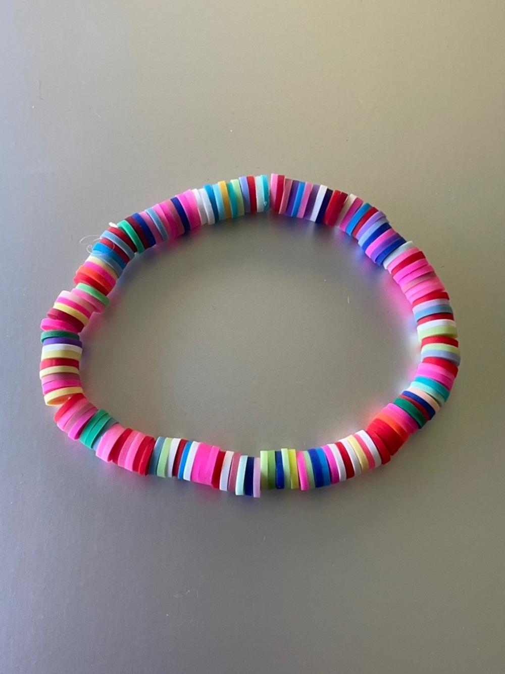 Multicolor Heishi Polymer Bead Stretch Bracelet - Bright Mixed Colors